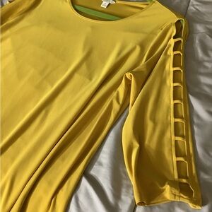 Chic Yellow Blouse with Cut-Out Sleeve Design